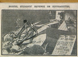 Student attack on suffragette's shop