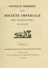 Title page of Nouveaux mémoires de la Société des naturalistes de Moscou (Moscow, 1829)