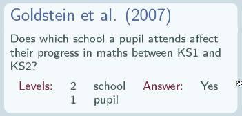 Goldstein et al., 2007 - Does which school a pupil attends attedt their progress in maths between KS1 and KS2? - see text for further details