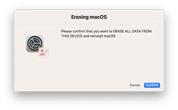 Screenshot showing "Erasing macOS". Screenshot may vary based on current operating system.