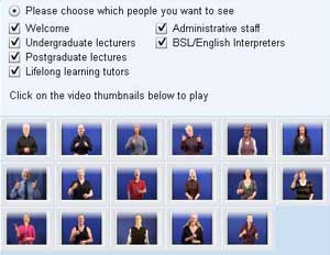 Detail from the Centre staff page, BSL information section, of the new Centre for Deaf Studies website
