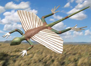 Kuehneosaur model superimposed on a background.