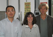 From left: Dr Jin Luo, now at Roehampton University, with Drs Trish Dolan and Mike Adam of the Spine Research Group