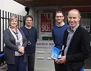 From left to right: Jane Vause, clinic manager; Professor Yoav Ben-Shlomo, head of the fathers study; Ross Robinson, deputy executive director; and Mark, the 2,000th father