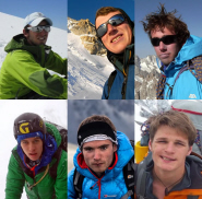 The expedition team, from top left (clockwise): Ross Davidson, Harry Bloxham, Al Docherty, Harry Kingston, George Cave and Clay Conlon.