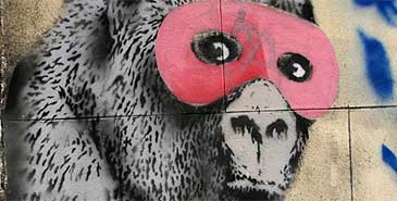 Banksy graffiti masked gorilla