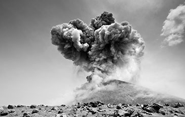 Image of a volcano erupting