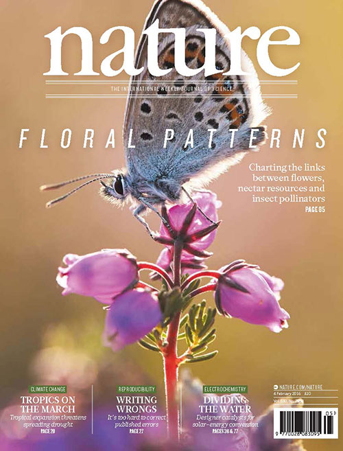 Image of cover of Nature featuring pollinators study 