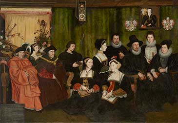 Image of Sir Thomas More, his father, his household and his descendants attributed to Rowland Lockey, after Hans Holbein the Younger, 1593 (c) National Portrait Gallery, London