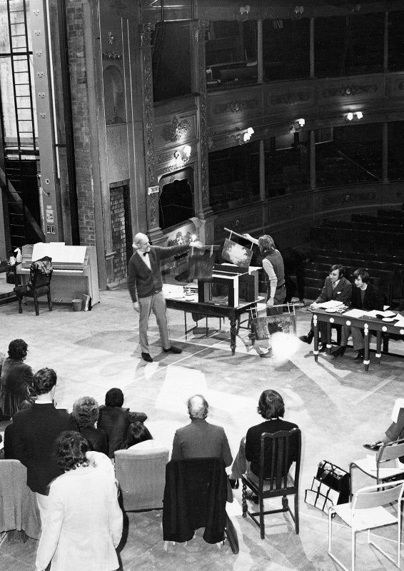 The Bristol Old Vic Company in rehearsal for the production "Trelawny" starring Ian Richardson, 1971