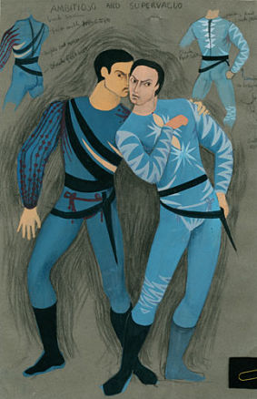 Costume Design for The Revenger's Tragedy Ambitioso and Supervacuo by John Elvery