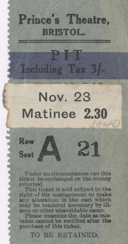 Theatre ticket stub