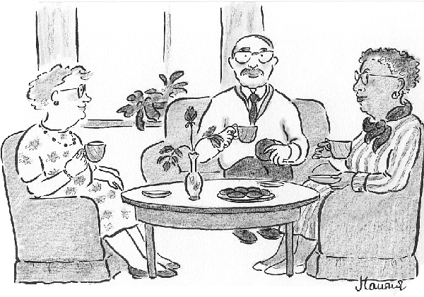 older people having tea