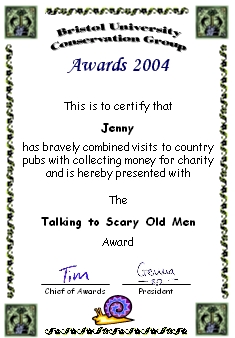 Award certificate