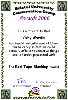Award 
certificate