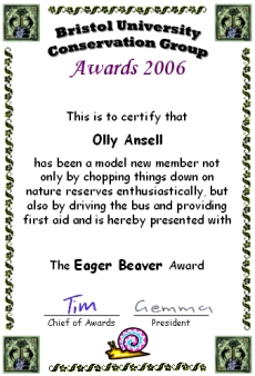 Award
certificate