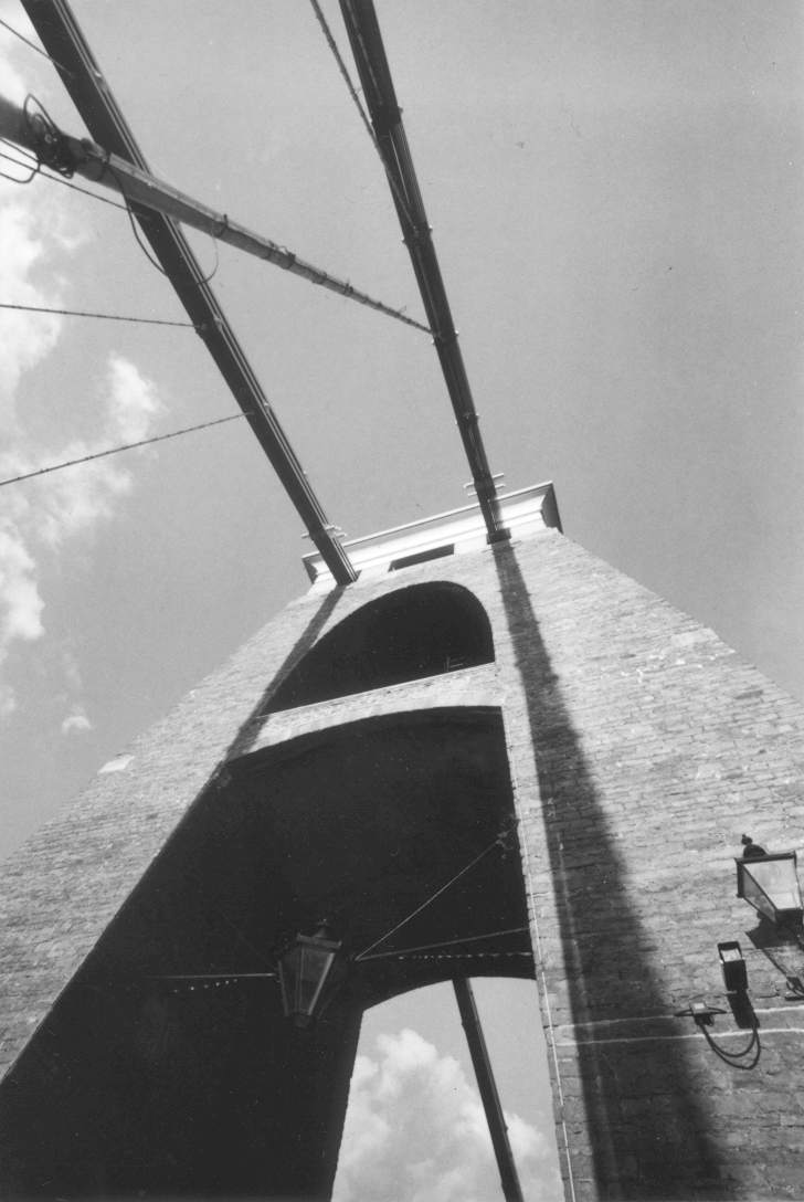 photograph of one of the suspension bridge tower's