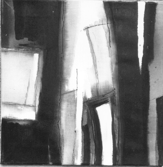 an abstract rendering of squares: oil on canvas
