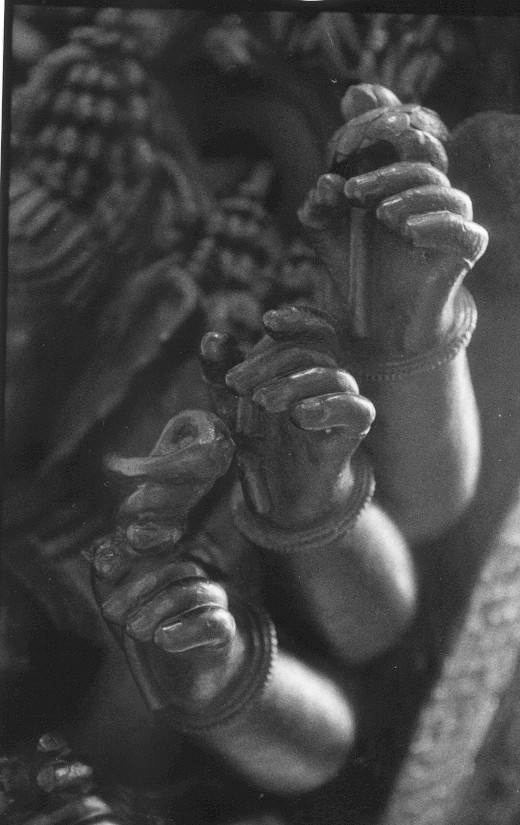detail photograph of a statue's hands