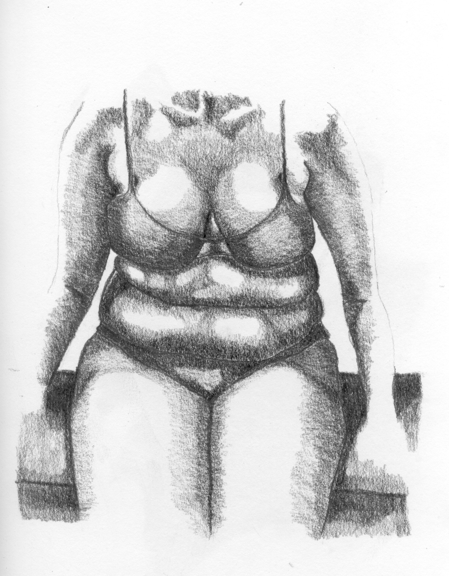 drawing of a plump woman in a bikini