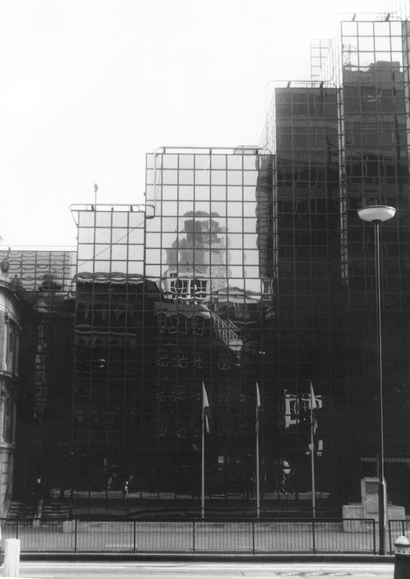 Reflections in glass buildings
