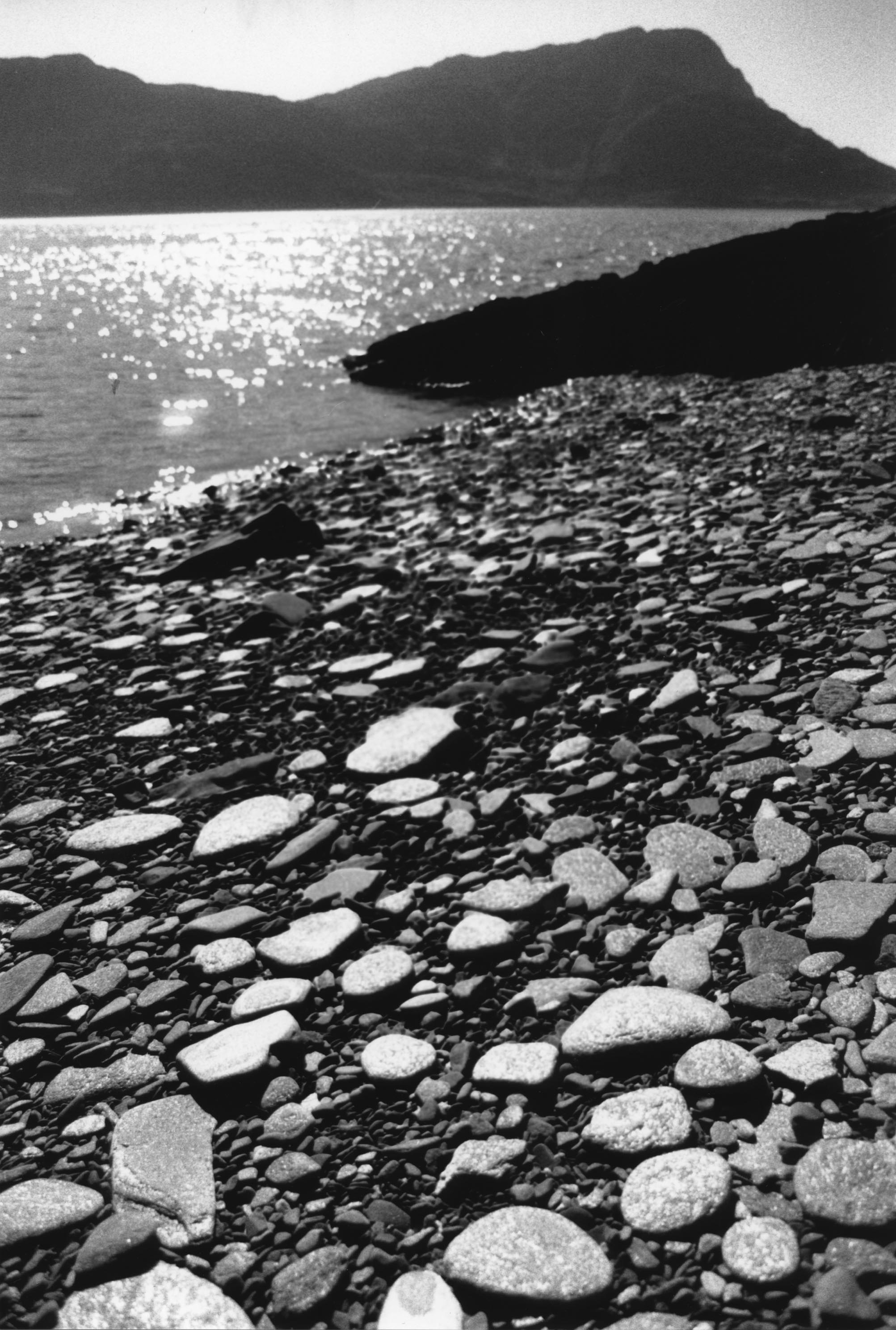 Photograph of light reflecting on water and shore: Rachel Tunnard