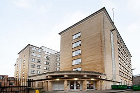 Exterior of a large seven-storey building.