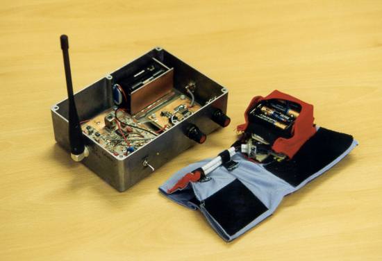 Transmitter (attached to sensor and fabric sleeve) and receiver technology