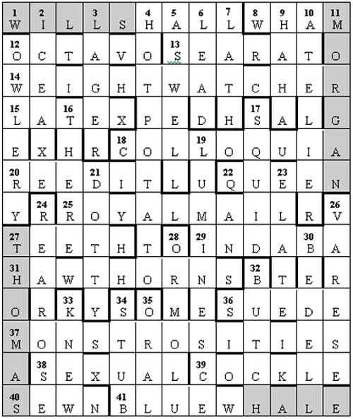 Centenary crossword solution