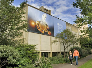 The winning entry on the wall of the Physics building