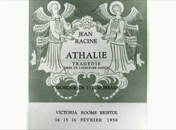 A poster for a production of Racine's Athalie, performed in the Victoria Rooms, 14-16 February