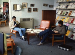 International students in the library