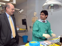 Professor David Eastwood of HEFCE with medical demonstrator Dr Sameer Gujral 