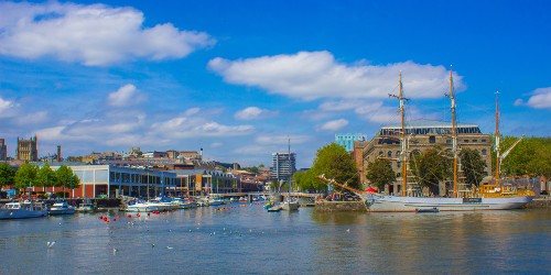 Bristol harbourside on a sunny day