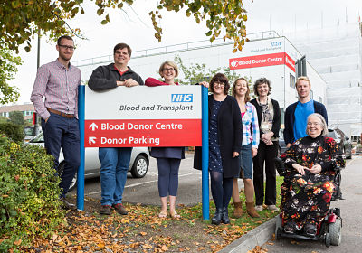 Arriving for staff blood donation at donor centre Southmead, 27/09/2017