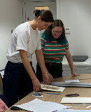 Anna and Daisy handling prints