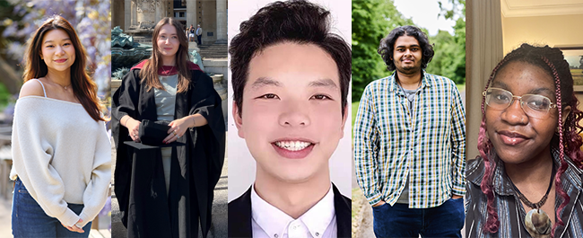 A composite image of our five student fellows