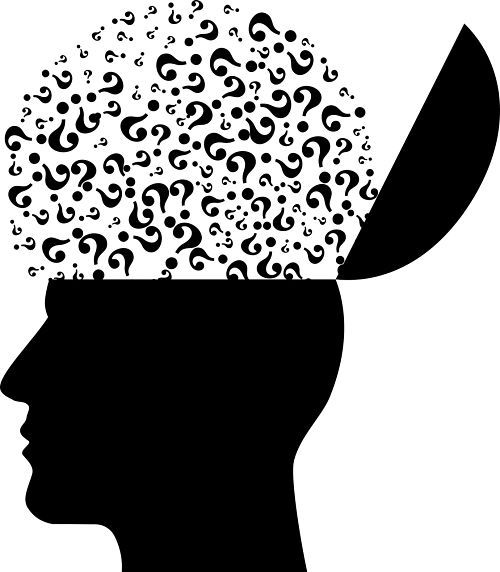 Open head with question marks