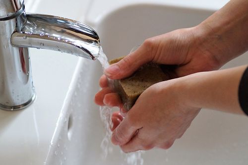 Washing hands with soap
