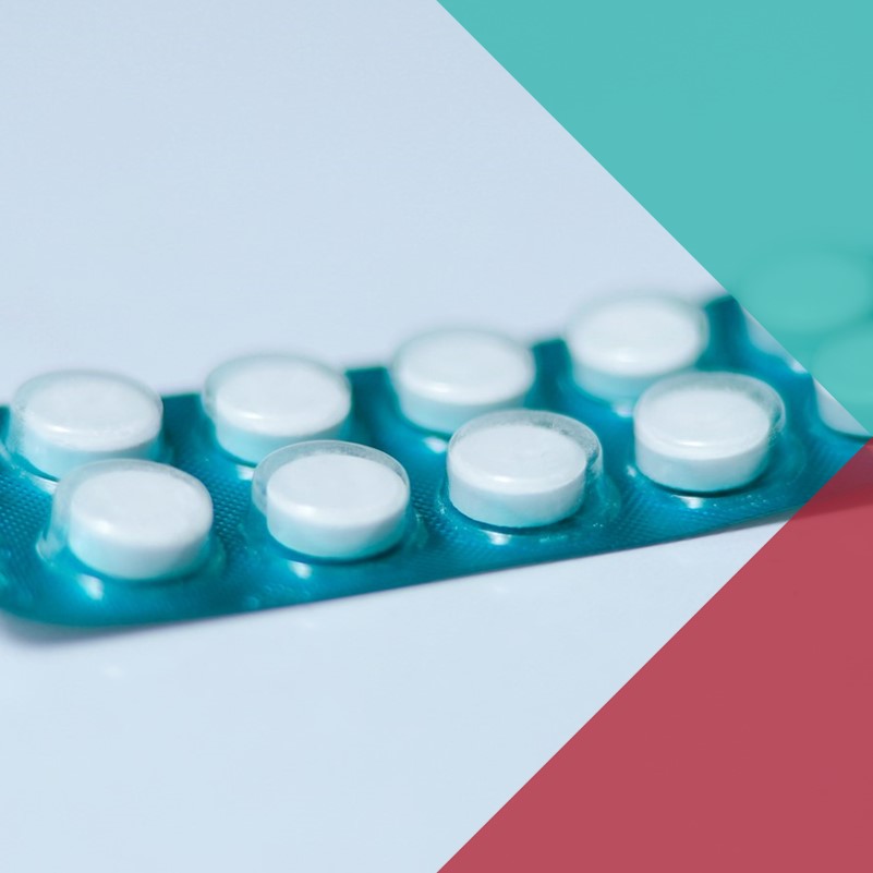 A photograph of a packet of pills