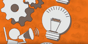 Symbols themed for innovation and enterprise.