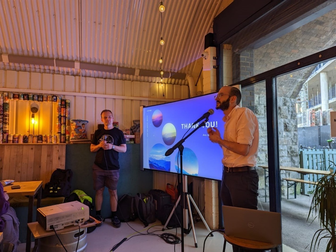 Simon Eastman hosting a talk