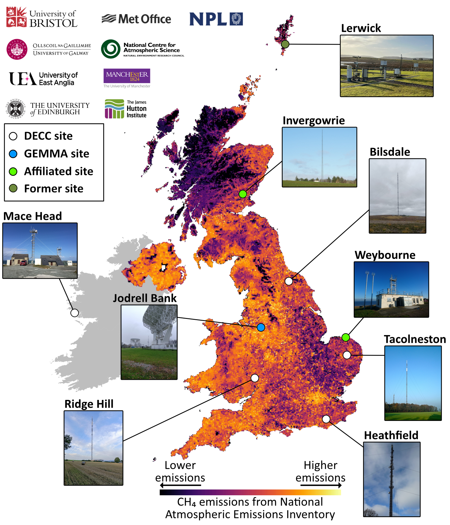 A map of the UK DECC network