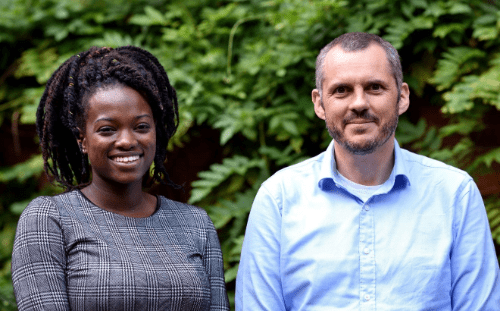 Photo of Lara Lalemi and Fred Manby, creators of the Inspirational Bristol scientists board.