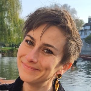 a close up portrait of Frances smiling