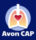 Study logo. A block of orange makes up the lungs with a red heart superimposed in the centre. A light blue circle encloses these on a background of darker blue.