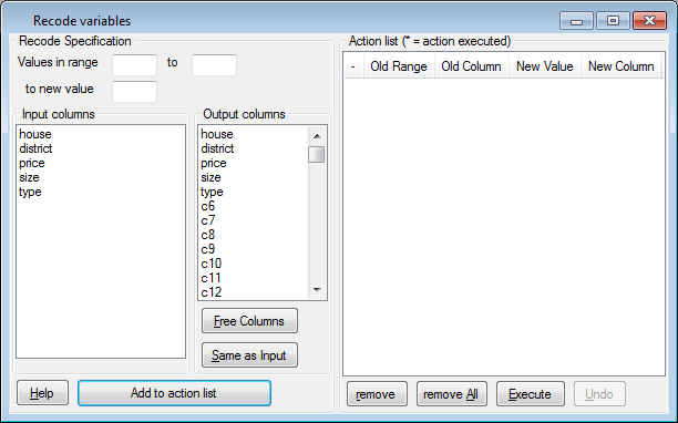 Recode window after paste with missing
