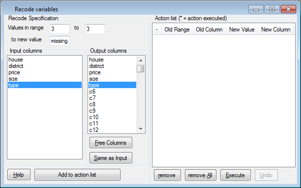 Intermediate recode window after pasting with missing
