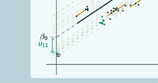 close-up of slide showing the intercept of the group line is below the intercept of the overall line