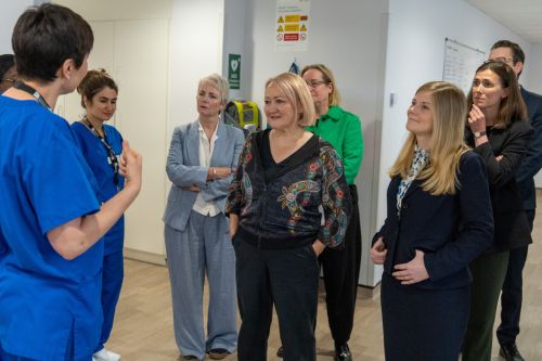 MPs [left to right] Karin Smyth, Kerry McCarthy and Claire Hazelgrove meet staff and students at the Dental School